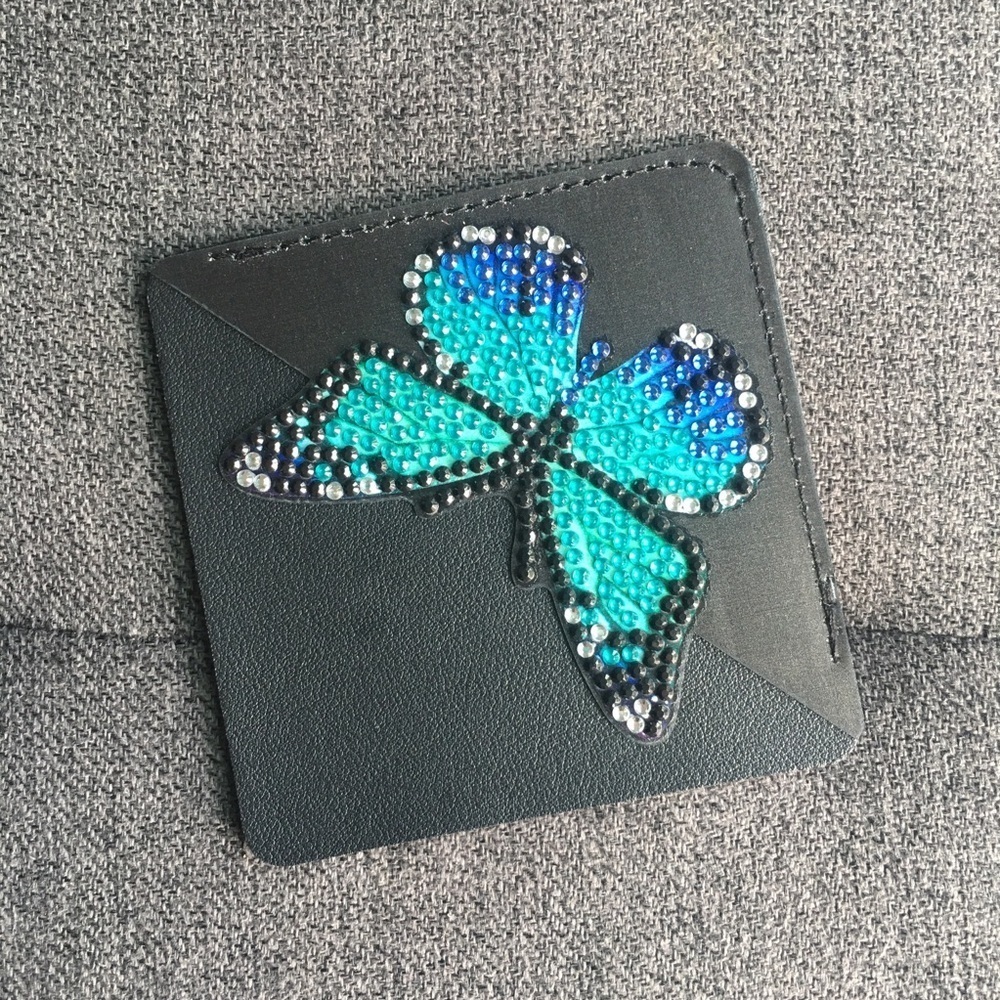 Diamond Art Butterfly Corner Bookmark, Colorful, Sparkly, Bling (TEAL/BLACK) - Picture 4 of 17